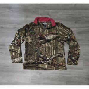 Mossy Oak Break Up Infinity Camo Fleece Jacket Pink Trim 1/4 Zip Women's Medium